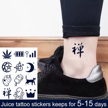 

Waterproof Temporary Juice ink Sticker Leaf Cat Star Crown Octopus Battery Fruit Gel Long lasting Tattoo Art for Men Women