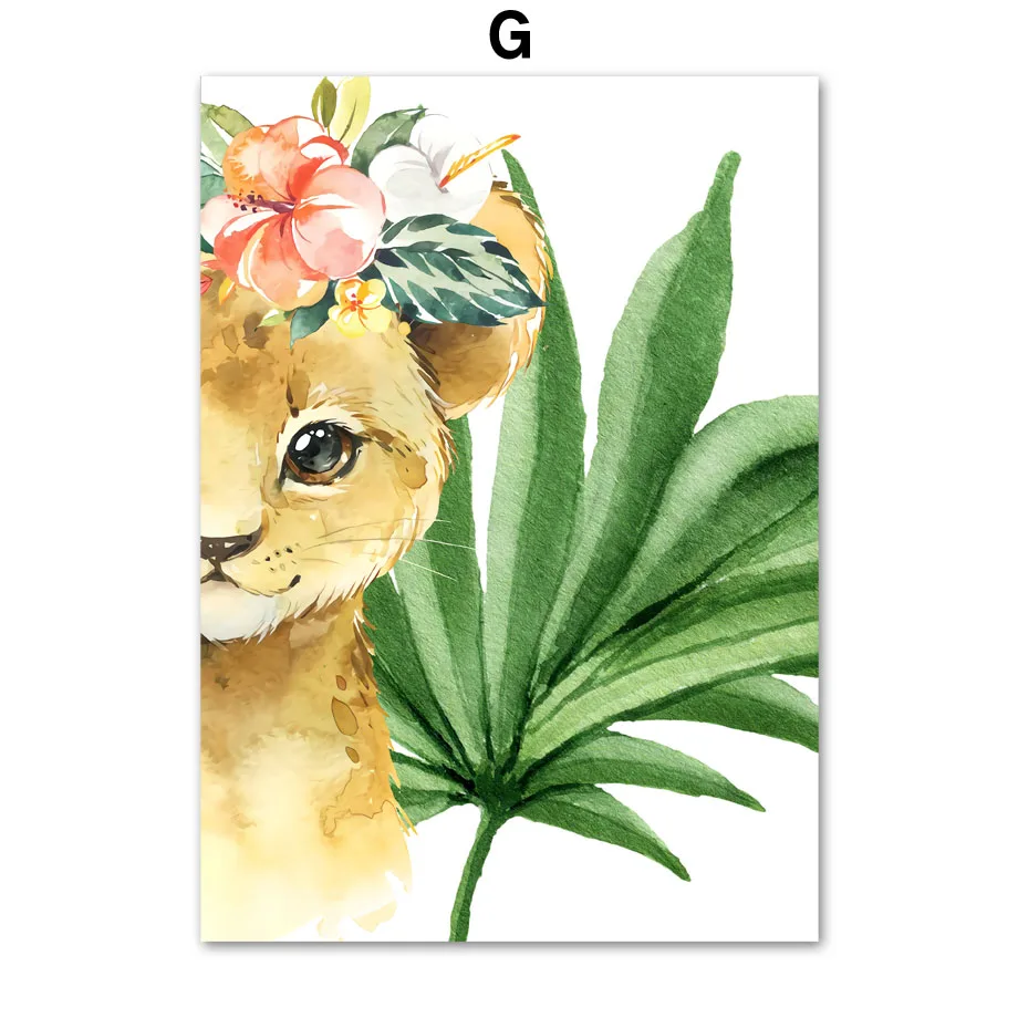 Plant-Leaf-Zebra-Elephant-Monkey-Animal-Wall-Art-Canvas-Painting-Nordic-Posters-And-Prints-Nursery-Wall (10)