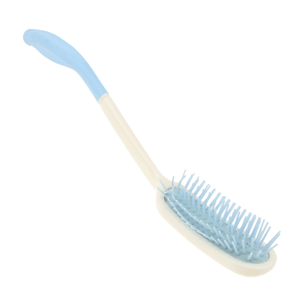 35cm Long Reach Durable Plastic Cushion Hair Brush Comb For Elderly Arthritis Hand-Disabled Adult, Blue White