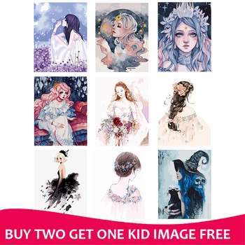 

40x50cm Frame DIY Painting By Numbers Kit Colorful Girls Series Wall Art Picture Canvas Painitng Handpainted For Artwork