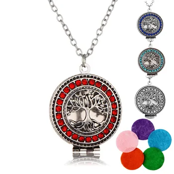 

10pcss Tree Of Life Hollow Out Magnetic Aromatherapy Diffuser Necklace Jewelry Perfume Locket Pendant Essential Oil Locket