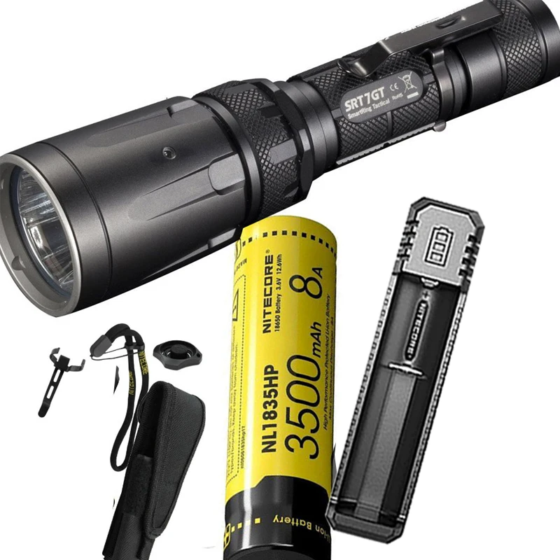 NITECORE SRT7GT Flashlight Set CREE XP-L HI V3 RGB UV max 1000LM beam distance 450m torch + 18650 battery charger | Освещение