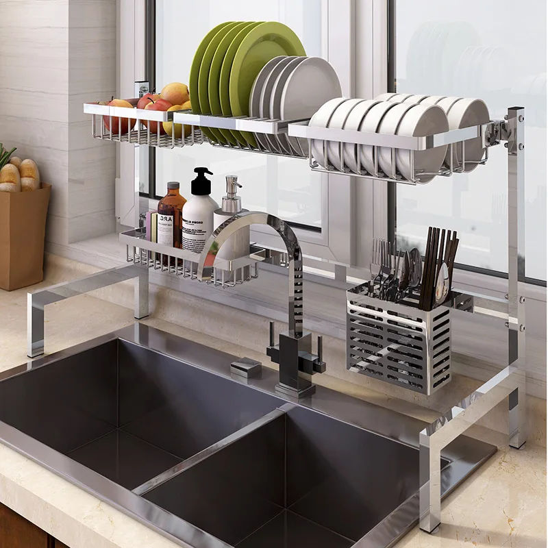 

Sink Draining Shelf Dish Rack 304 Stainless Steel Foldable Kitchen Shelves Storage Kitchen Supplies Customizable