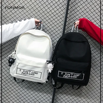 

2019 New Backpack Fashion Canvas Women Backpack Doll Pendant Travel Women Shoulder Bag Harajuku Backpack Female