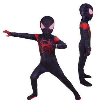

Spider Boy Into The Spider-Verse Miles Morales Cosplay Costume Zentai Bodysuit Suit Jumpsuits Halloween Costume For Kids