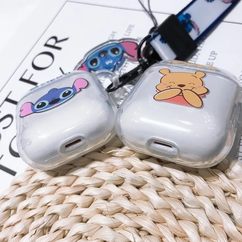 Милый чехол для наушников для AirPods История игрушек мультфильма Стич пух лотсо Беспроводная Крышка для наушников Анти-шок для AirPods 2 аксессуары