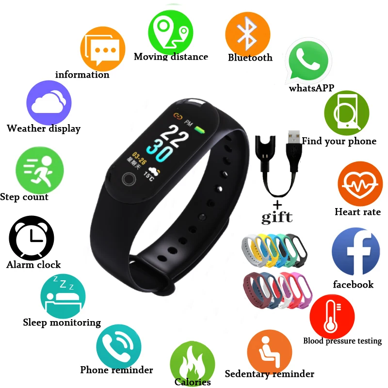 

Fitness Bracelet 30 Multi-Language Smart Watch for Women Men Kids Heart Rate Blood Pressure Monitor Pedometer Sports Smartwatch