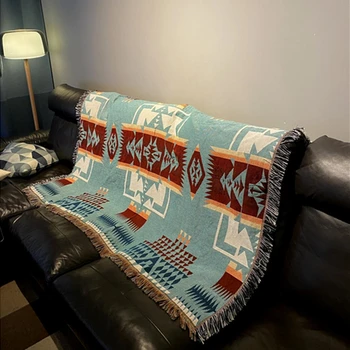 

Ethnic Style Geometric Sofa Blanket Leisure Blanket Tapestry Soft Warm Cotton Blanket Spring And Autumn Light Sofa Blanket
