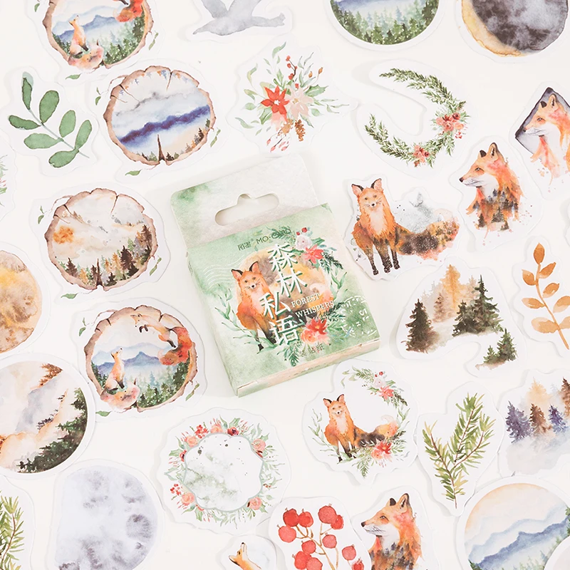 

30box Sticker Decoration Scrapbook DIY Handbook Diary Forest Leaf Animal Plant Fox Sticker Stationery Student Reward Gift Label