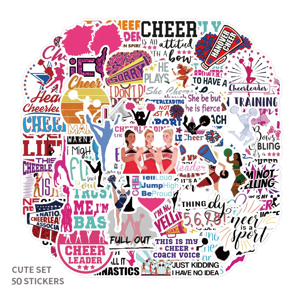 10/30/50PCS Cheerleading Stickers Cheer Guitar Motorcycle Luggage Suitcase DIY Decal Graffiti Sticker For Kid Children's Toys F3