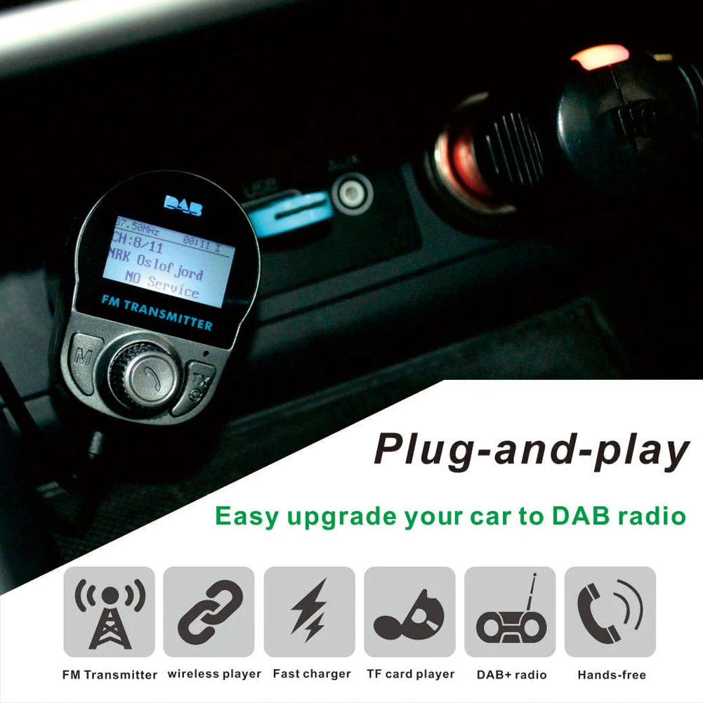 Автомобильный DAB Bluetooth цифровой радио USB адаптер приемник fm-передатчик портативный автомобильный прикуриватель с функцией Bluetooth