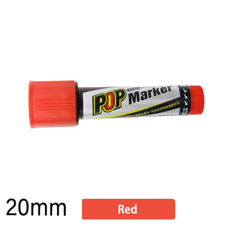 20mm Red 12 цветов маркер ручка постер художественная рекламная ручка цветная краска спиртовое волокно наконечник поп-графическая эскизная ручка 20 мм 30 мм товары для рукоделия - Цвет: 20mm Red