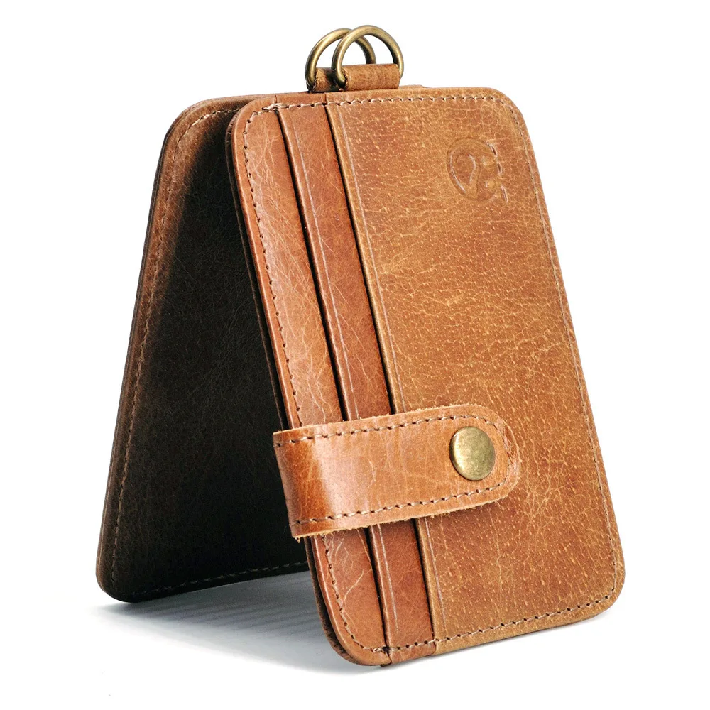 Роскошный мужской тонкий кошелек держатель для карт из восковой кожи|Держатели и