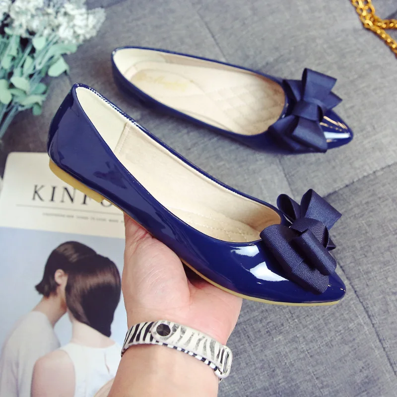 Summer Fashion Women's Flat Shoes Red Woman Flats Casual Loafers Soft Slip On Bow-knot Pointed Toe Daily Flat Big Size 43 AB052