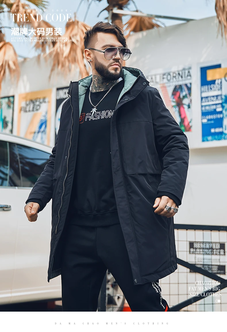 FAXIKA Big yards short man tooling down jacket handsome striped fatty fertilizer increased winter coat