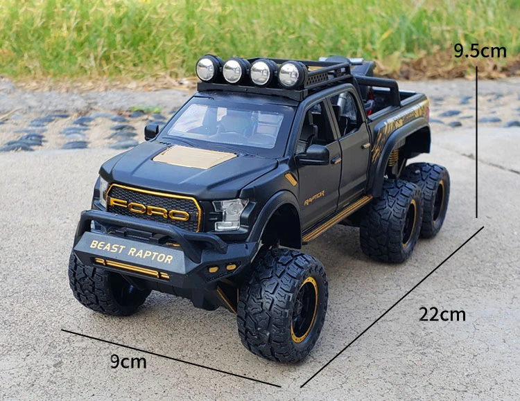 New 1:28 Ford Raptor F150 Alloy Diecast Car Model Toys Sound Light Toy Pickup Truck Pull Back Vehicle For Children