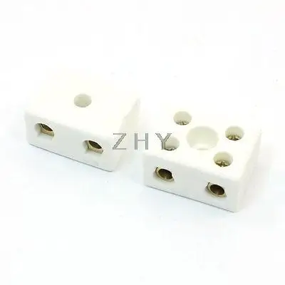 

15A 2W5H Double Way 5 Hole High Frequency Porcelain Terminal Block 2 PCS