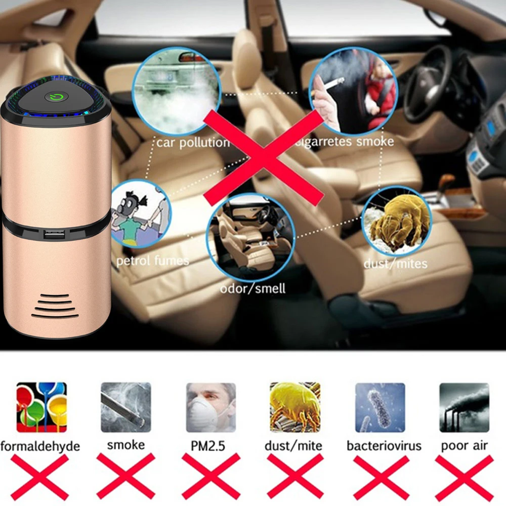 Auto Air Purifier Aroma Diffuser Humidifier Air Purifier Portable Universal Ionic Cleaner USB for Oxygen Bar Anion Home Car