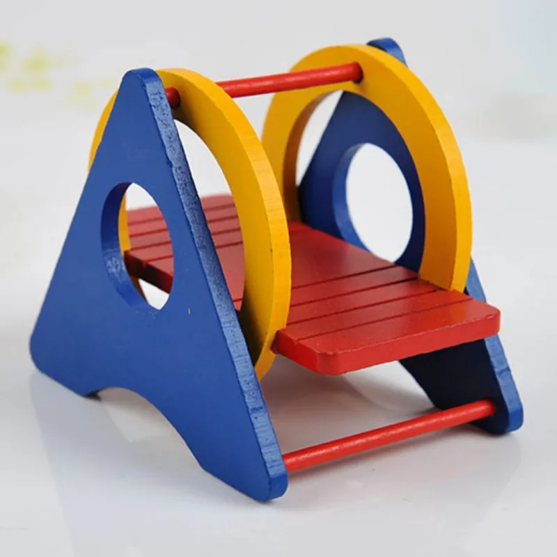 Hamster Rainbow Swing Fun Cute Seesaw Pet Toy Wooden Hamster Play Toys For Small Animals