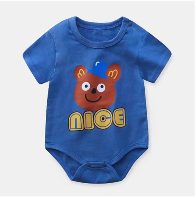 Newborn Baby summer rompers 100% Cotton Infant Body Short Sleeve baby Jumpsuit Cartoon ropa bebe Baby Boy Girl clothes Army Green