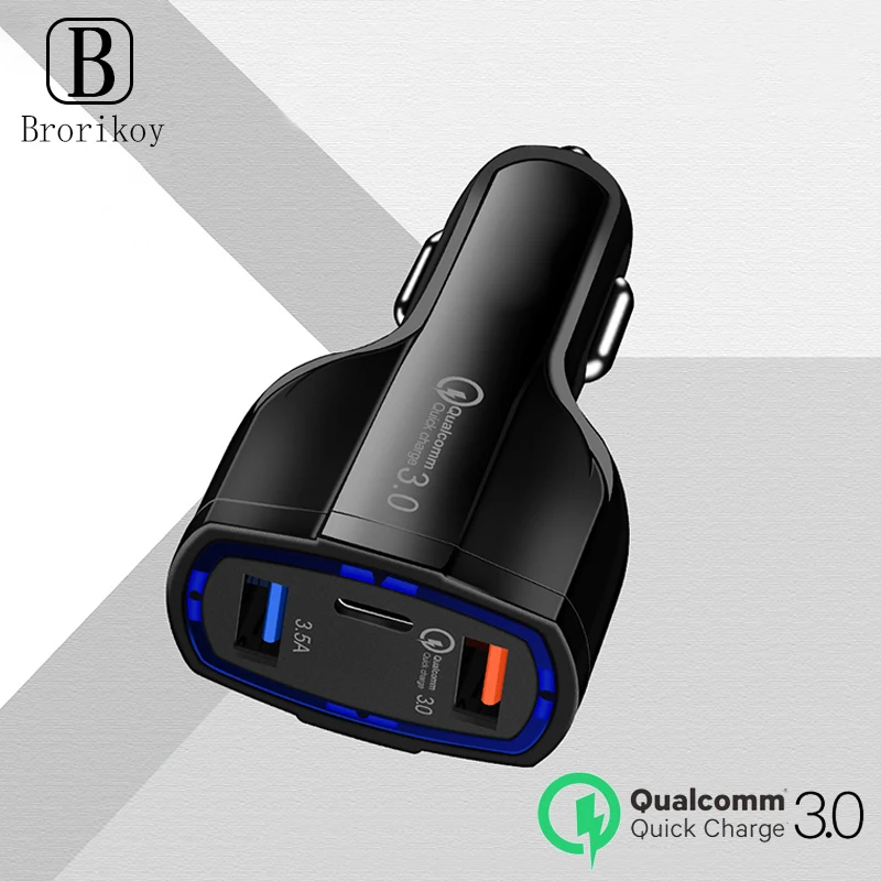 Автомобильное зарядное устройство QC 3 0 2 USB C быстрая зарядка автомобильное