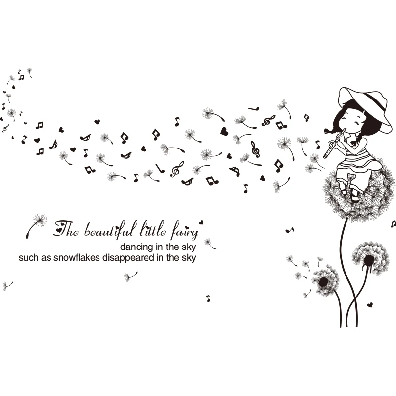 Us 566 37 Offshijuehezi Pink Dandelion Wall Stickers For Living Room Kids Bedroom House Decoration Diy Flower Angel Wall Decals In Wall Stickers