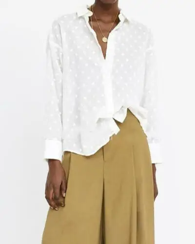 Fashion Womens Tops and Blouses Elegant Long Sleeve White OL Shirt Ladies Polka Dot chemise femme blusa feminina Streetwear