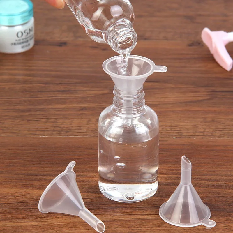10pcs/lot Transparent Mini Plastic Laboratory Funnel Women Girls Perfume Toner Split Funnel School Experimental Supplies