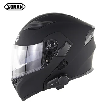 

Flip up Skyeye Racing Dual Visors Helmet casco capacete moto Full Face Helmets Soman SM955 with M2 Bluetooth Headset