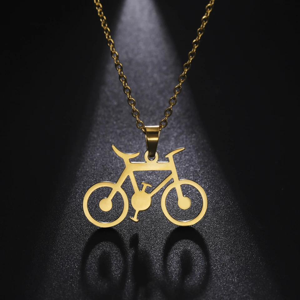 Unift Stainless Steel Bicycle Pendant Necklace for Women Girls