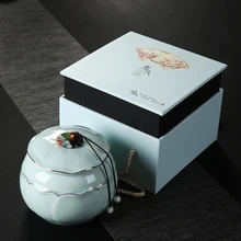 Китайский чай может керамическая герметизация бак большой бытовой Пуэр Черный Зеленый Упаковочная коробка для чая влагостойкий хранения чай caddy