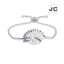 Новинка, модные подвески, серебро, 925,, гравюра, перо, головной убор, браслет для женщин с монологотипом, гламурные циркониевые ювелирные изделия, подарок