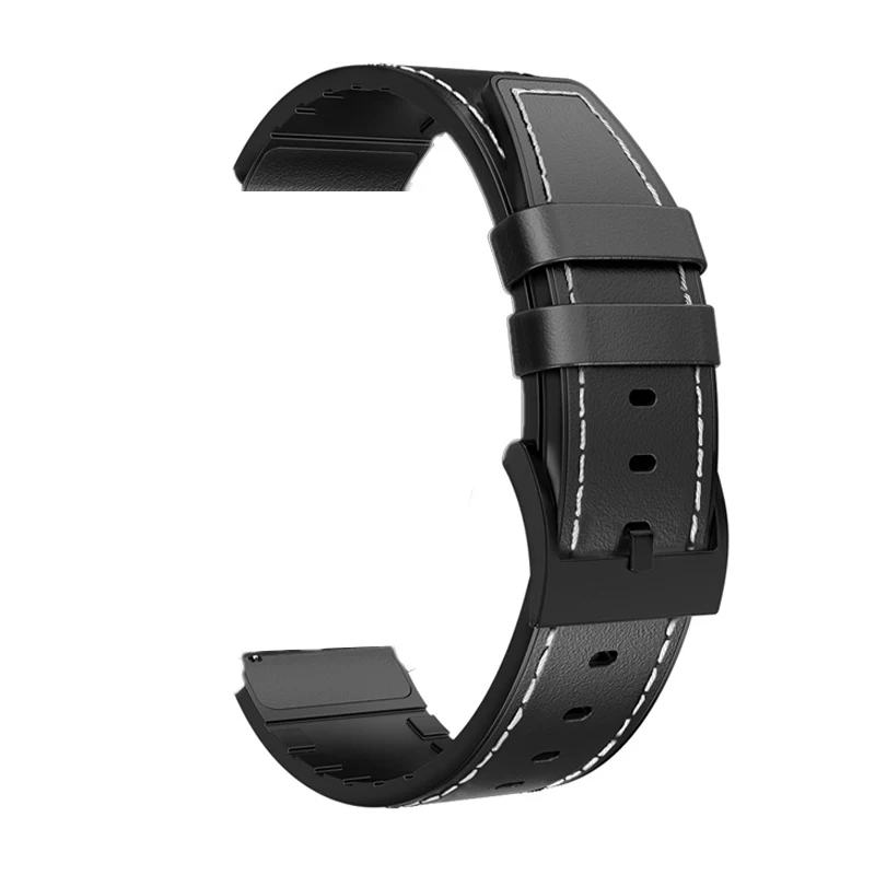 black leather Torntisc 22 мм сменный ремешок из нержавеющей стали для умных часов - Цвет: black leather