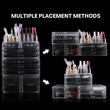 

Transparent Acrylic Desktop Nail Art Makeup Storage Case Organizer Large-capacity Stackable Combination Storage Box Nails Tools