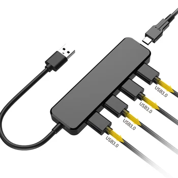 

4 Ports USB3.0 Hub Heat Resistant Converter Portable Splitter Stable With Extended Cable Computer Accessories High Speed Gaming