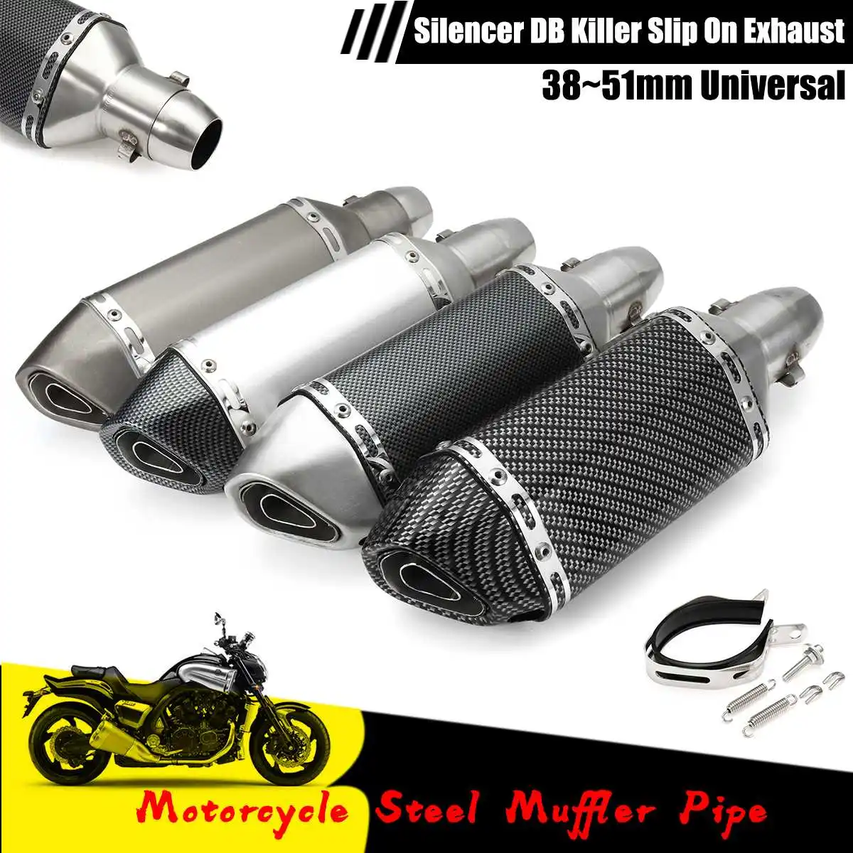 

38-51mm 310mm Universal Motorcycle Exhaust Muffler Pipe DB Killer Carbon Fiber Exhaust