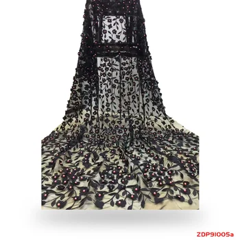 

d lace flowers latest nigerian lace styles french mesh tulle with big beads party lace fabrics 5 yards f191005