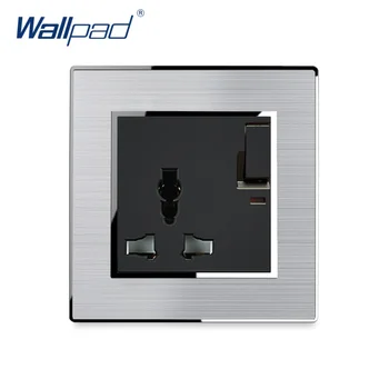 

Switched 3 Pin MF Socket With LED Indicator Wallpad Stainless Steel Panel With Silver Border Wall Socket 13A AC110-250V