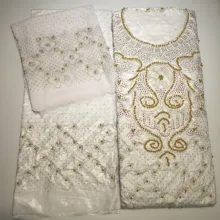 Новое поступление хлопок Базен riche getzner морская парча ткань Высокое качество Базен riche кружевная ткань 7 ярдов