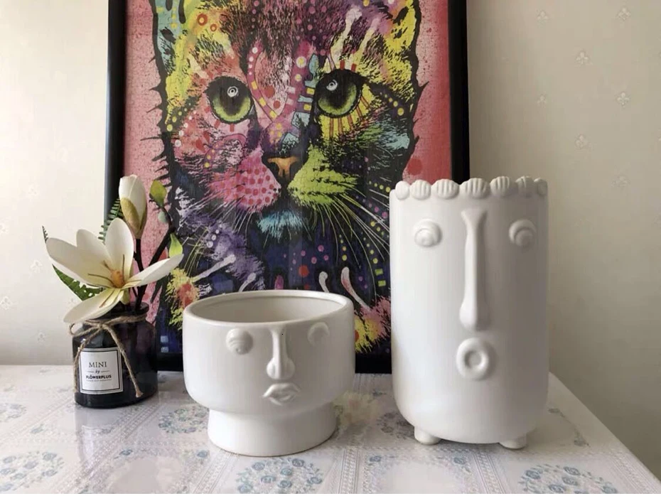 Человеческое лицо керамическая ваза абстрактный портрет цветочный горшок длинный нос в форме ваза для дома гостиная цветочное расположение декора украшения