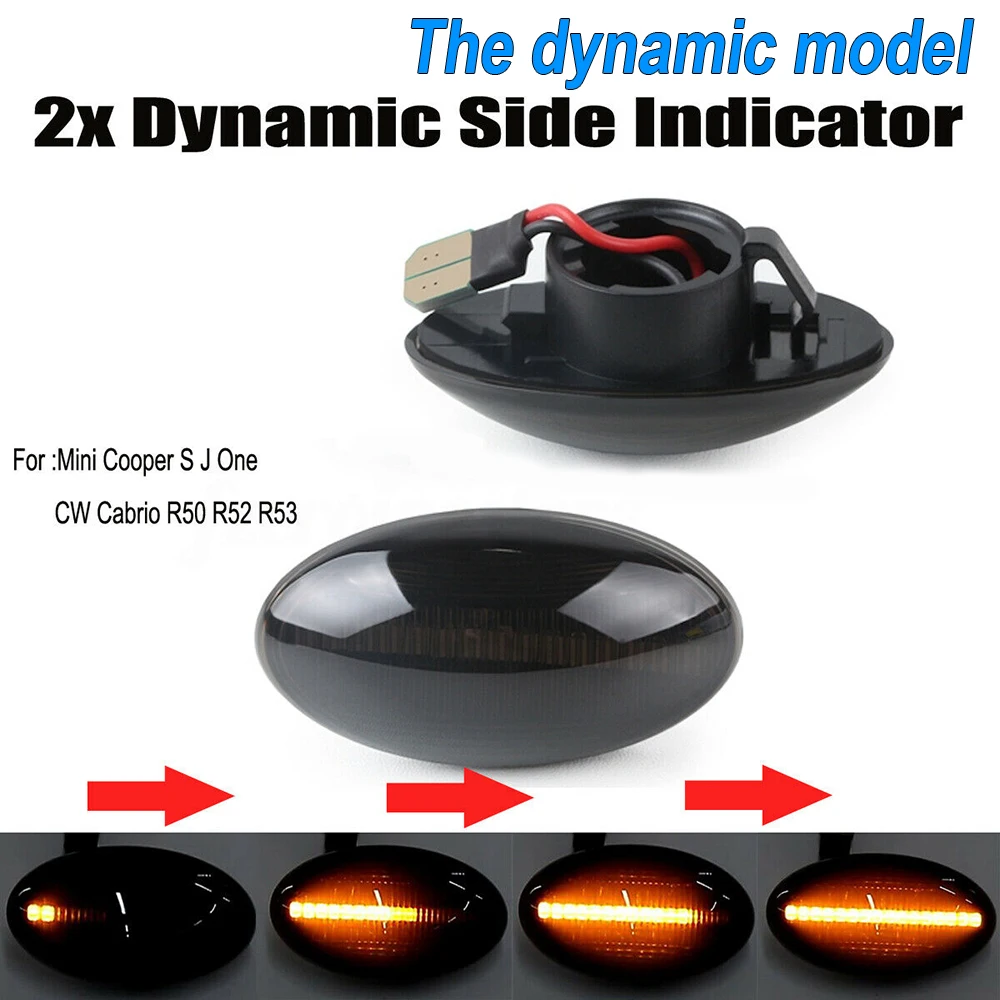 

2pcs 3528SMD Side Marker LED Water Flow Turn Signal Light Lamp For BMW Mini Cooper R50 R52 R53 Turn Signal Light