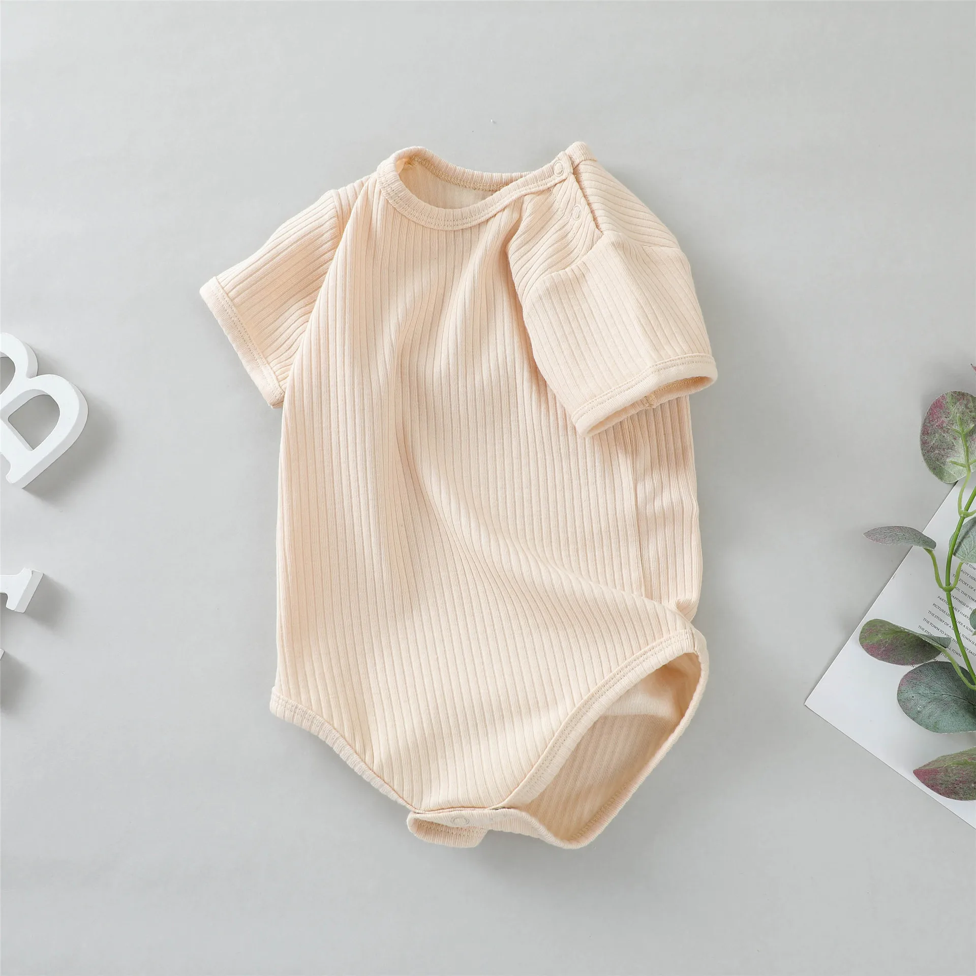 Newborn Baby Boy Girl High Quality Cotton Soft Short Sleeve Casual Solid White Romper Jumpsuit Outfits Climb Clothes 0-24M Ropa
