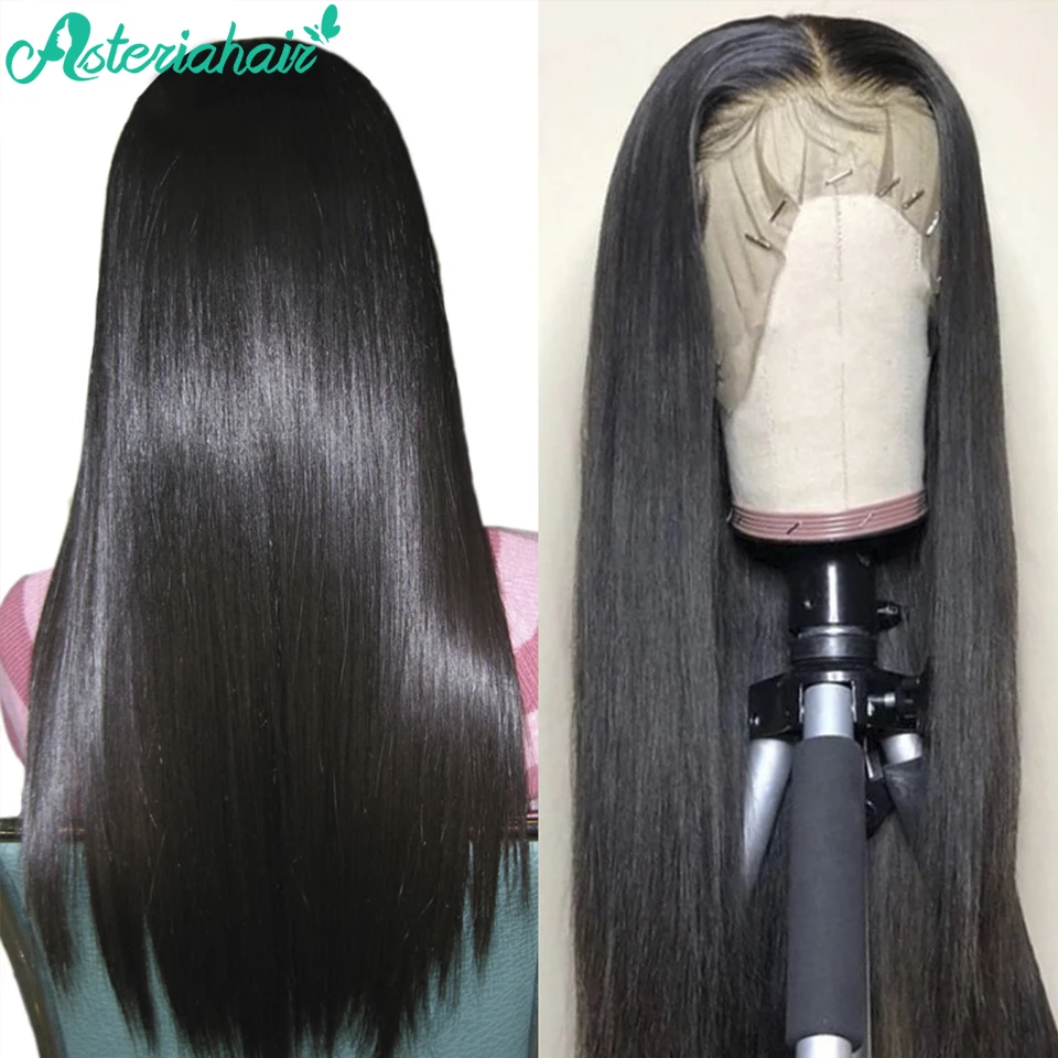 Asteria Hair 13х4 парики из натуральных волос на кружеве для черных женщин 250% плотность малазийские прямые парики на кружеве предварительно сорванный парик