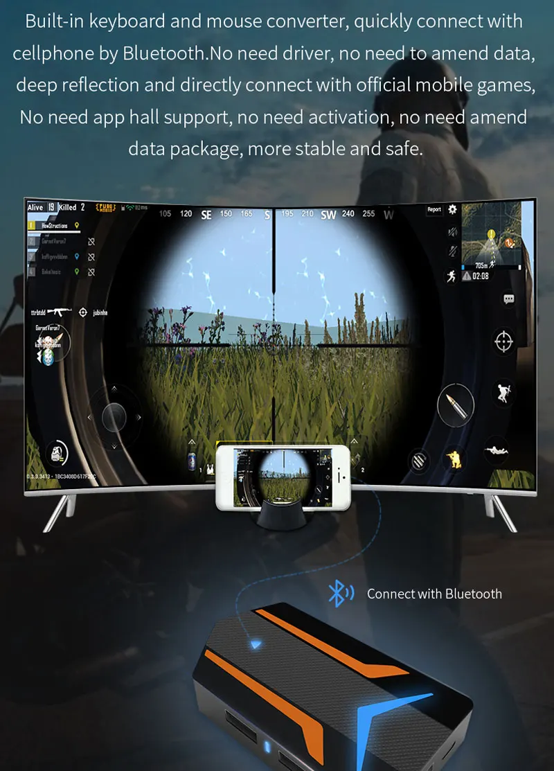  PUBG Controller Keyboard Mouse Converter HDMI 4K Bluetooth Adapter USB HUB Plug And Play IOS Androi