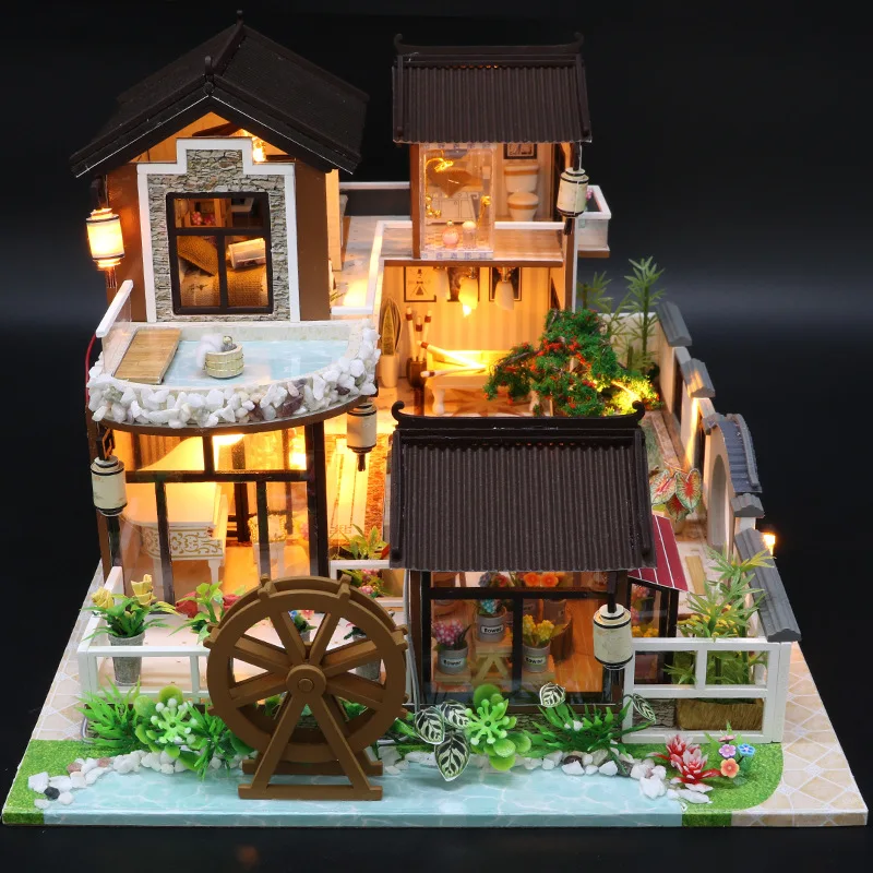 

DIY Hut Dream Handmade Ancient Town for Making Chinese-style Courtyard Model Assembled Big Villa Send Birthday Gift