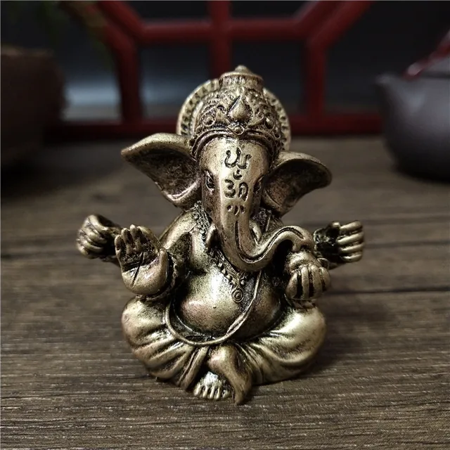 Statue de seigneur Ganesha couleur Bronze, ornements de bouddha, Sculpture d'éléphant de dieu hindou, décoration de maison et de bureau, Statues de bouddha 1