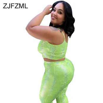 

Plus Size Snake Skin Print 2 Piece Matching Sets Lounge Wear Outfit Sleeveless Cami Top And Bodycon Leggings Summer Sweat Suits