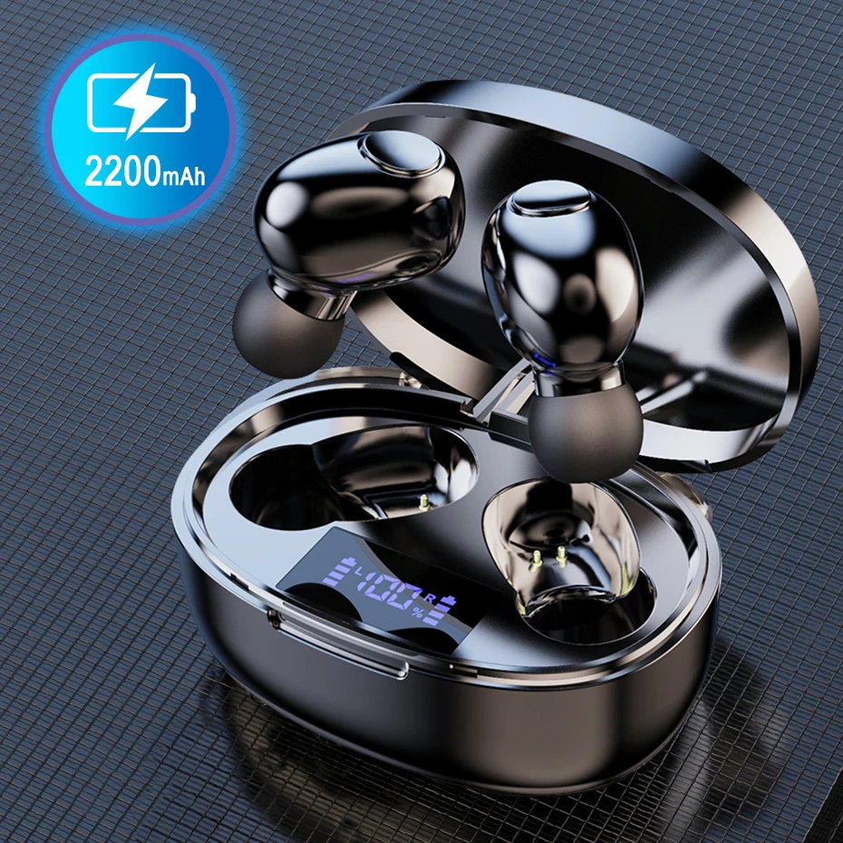 Mini intrauditivos auriculares con micrófono y caja de carga de 5,1 mAh, Auriculares inalámbricos con Bluetooth TWS, HIFI estéreo, 2200