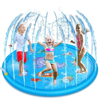 

68 Inch Inflatable Splash Pad Animal Pattern Sprinkler Splash Play Mat for Kids Outdoor Party Swimming Pool Water Sprinkler Toys