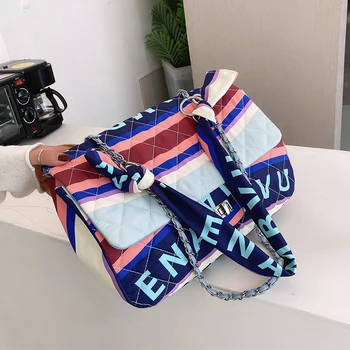 

Large-capacity Crossbody Bag for Women 2020 Popular Trendy Contrast Color One-shoulder Tote Handbag Ladies Chain Messenger Bags